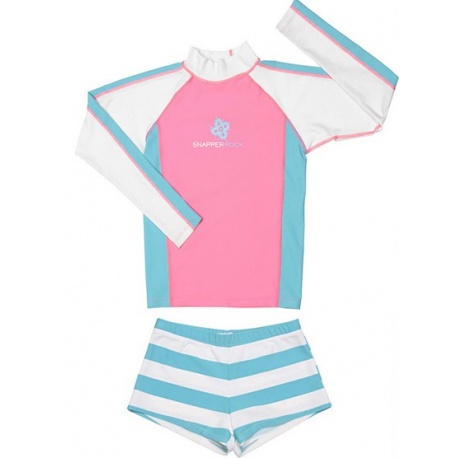 speling bad Uitschakelen UV shirt & short Pink Aqua (lange mouw)| UV zwemst